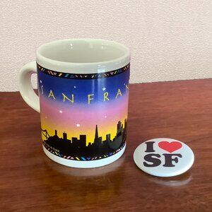 EUC San Francisco Skyline/Cityscape Mini Mug & SF Button/Pin